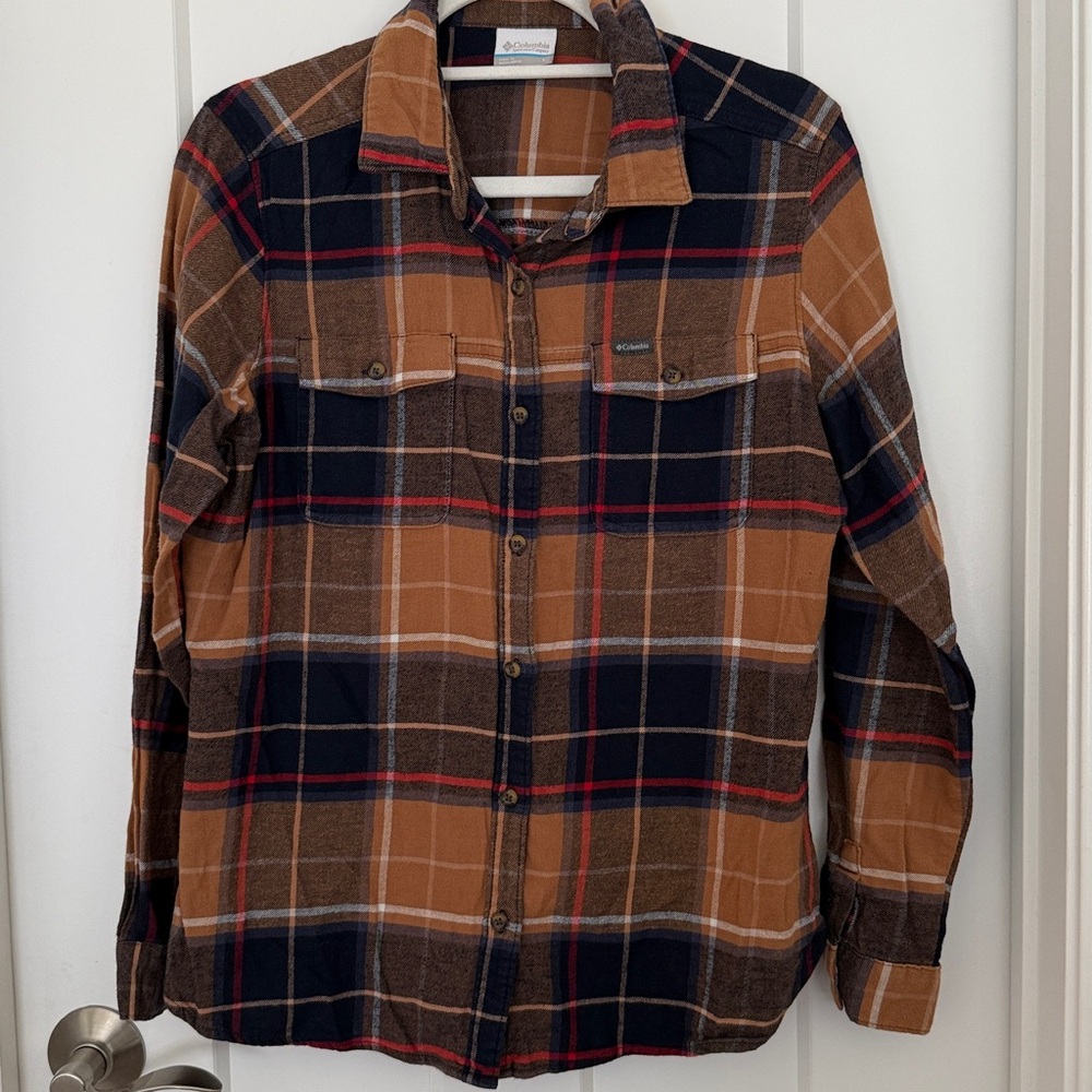 Brown and Black Plaid Button-Up Shirt Flannel